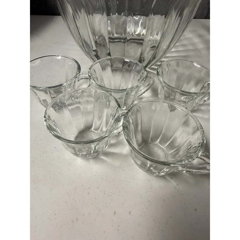 Vintage Elegance Fluted Glass Punch Bowl Set In Box - Missing Ladle & 1 Cup